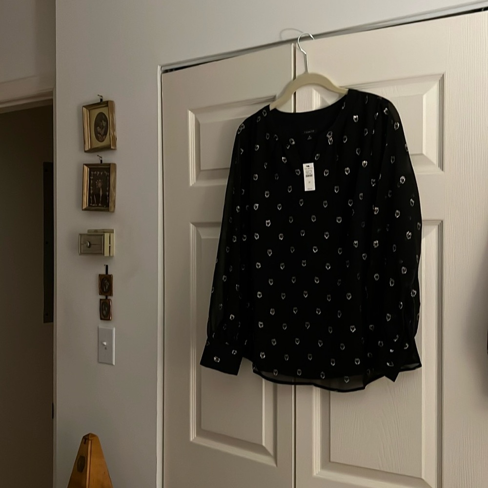 Talbots size medium black and silver blouse. Still has tag on it.